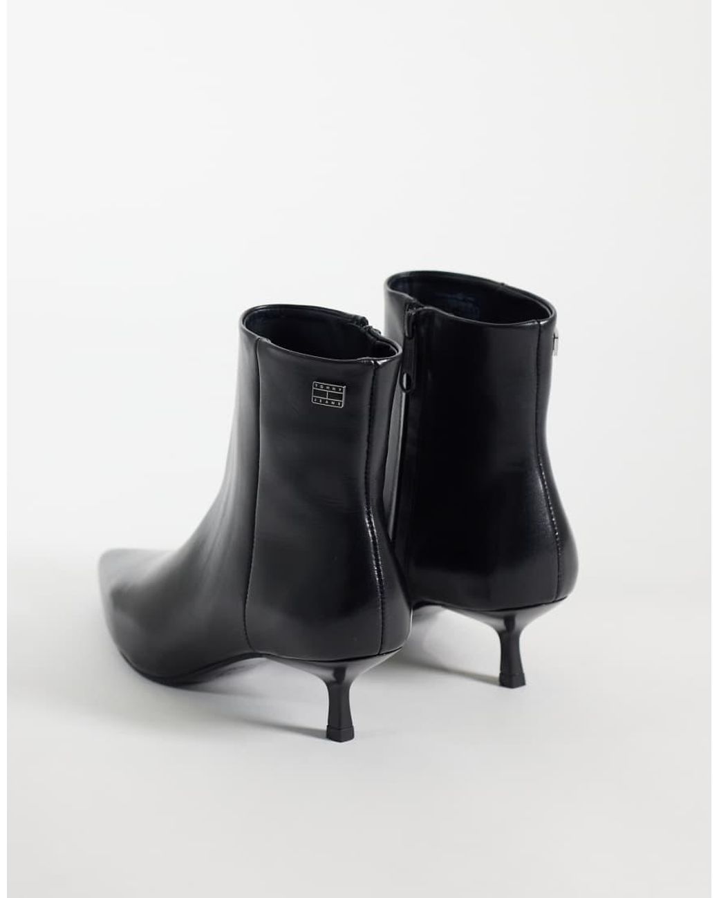 Tommy Hilfiger Blue Camelia Premium Leather Heeled Boots With Pointed Toe