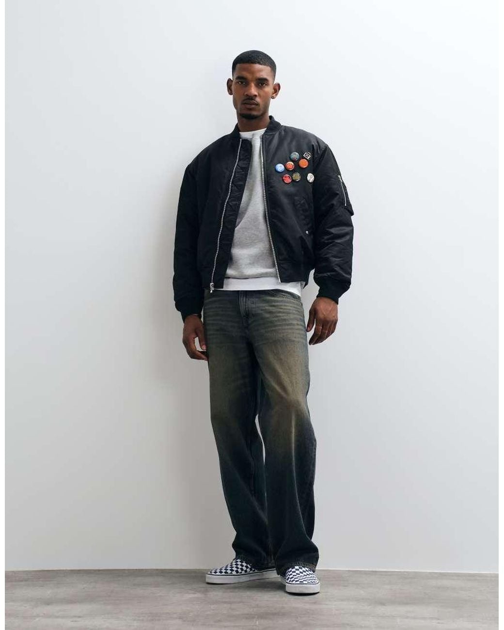 Huf Blue Flight Jacket With Back Print for men