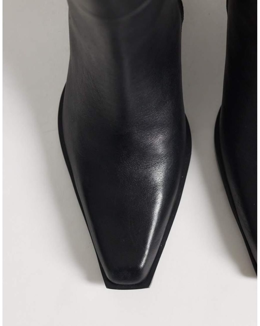 ASOS Blue Reid Premium Clean Mid Heel Boot