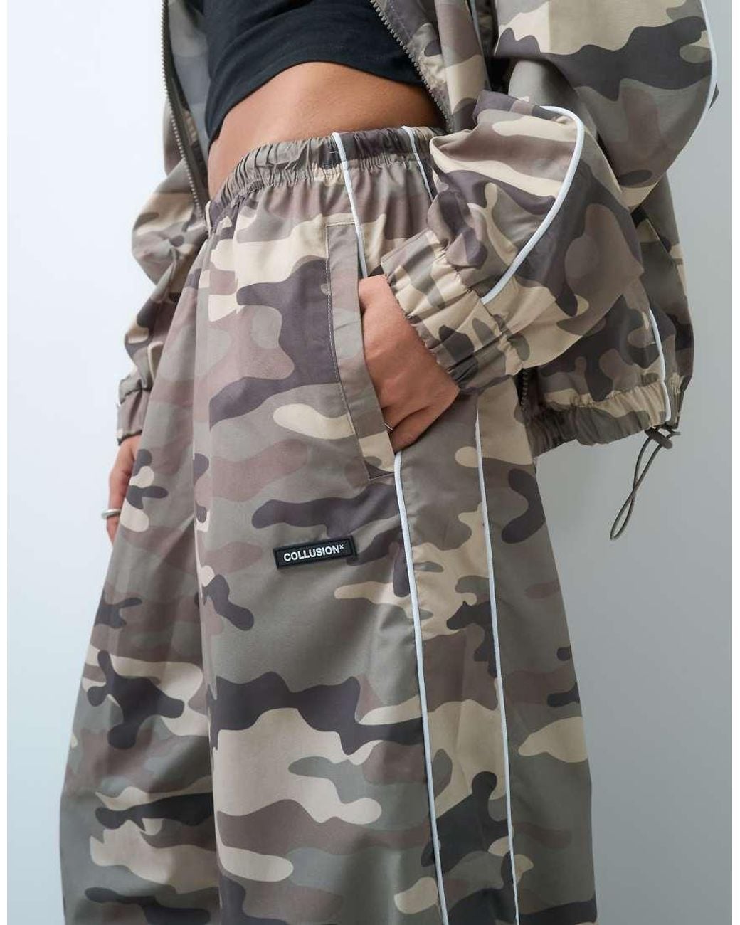 Collusion Gray Nylon Baggy Joggers