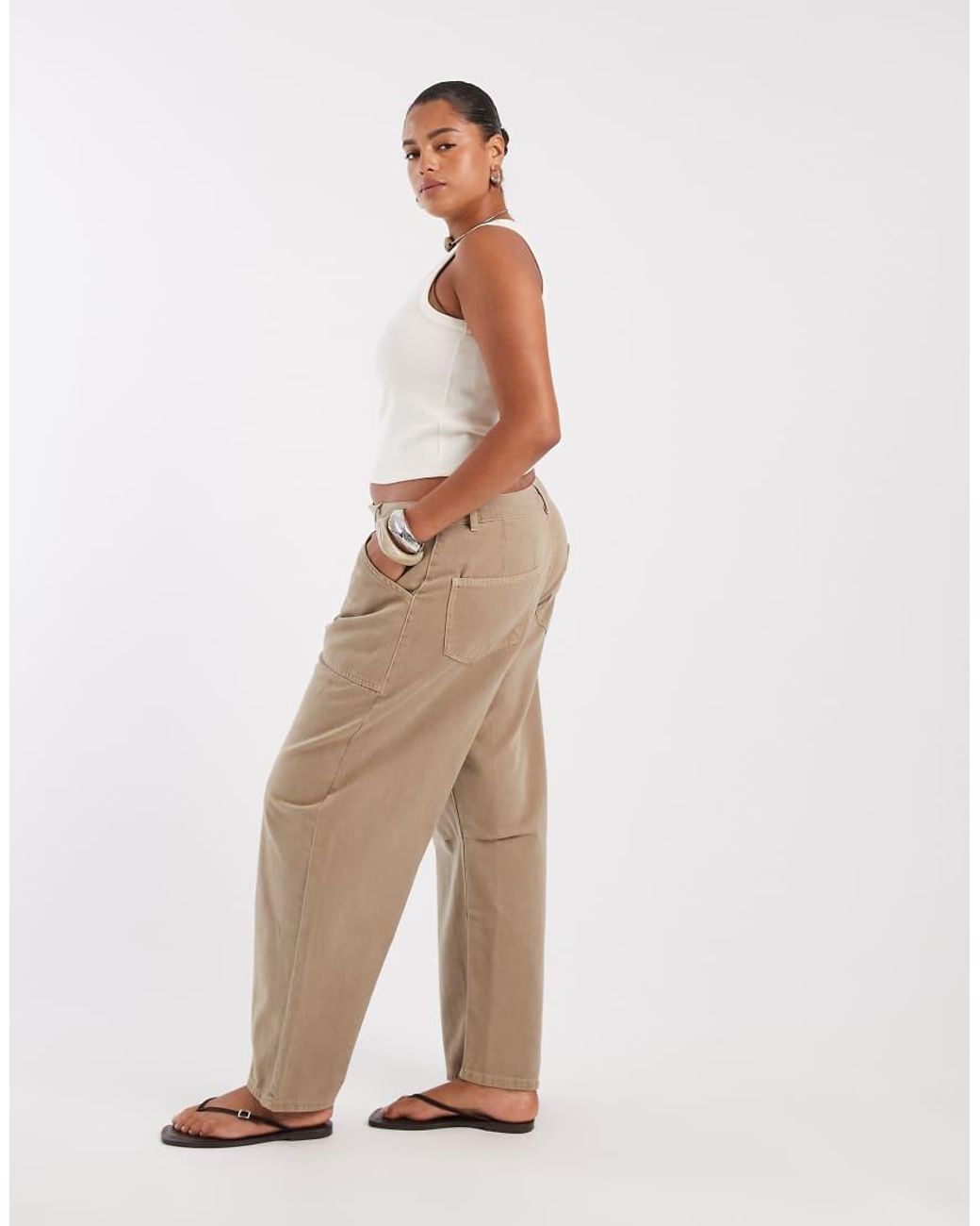 ASOS Brown Asos Design Curve Cargo Trouser With Knee Seams