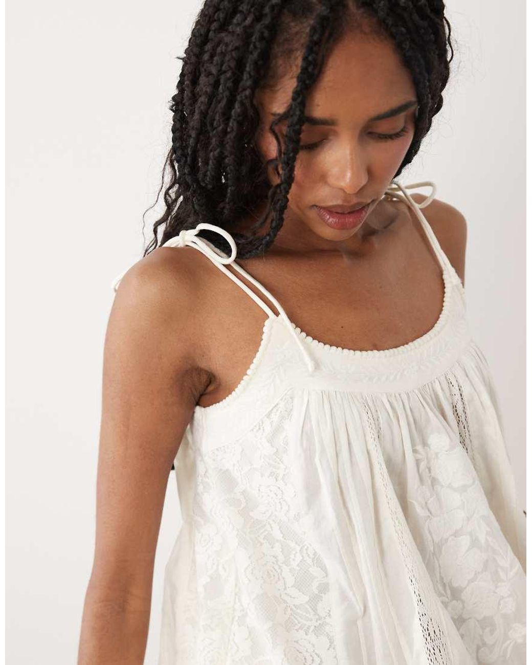 Miss Selfridge White Embroidered Cami Top Co-ord