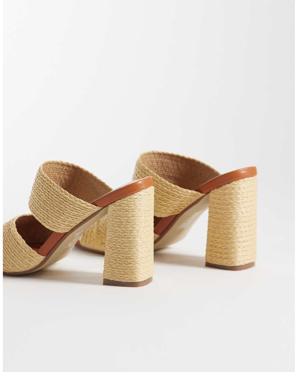 Public Desire Natural Milo Raffia Heeled Mule Sandals