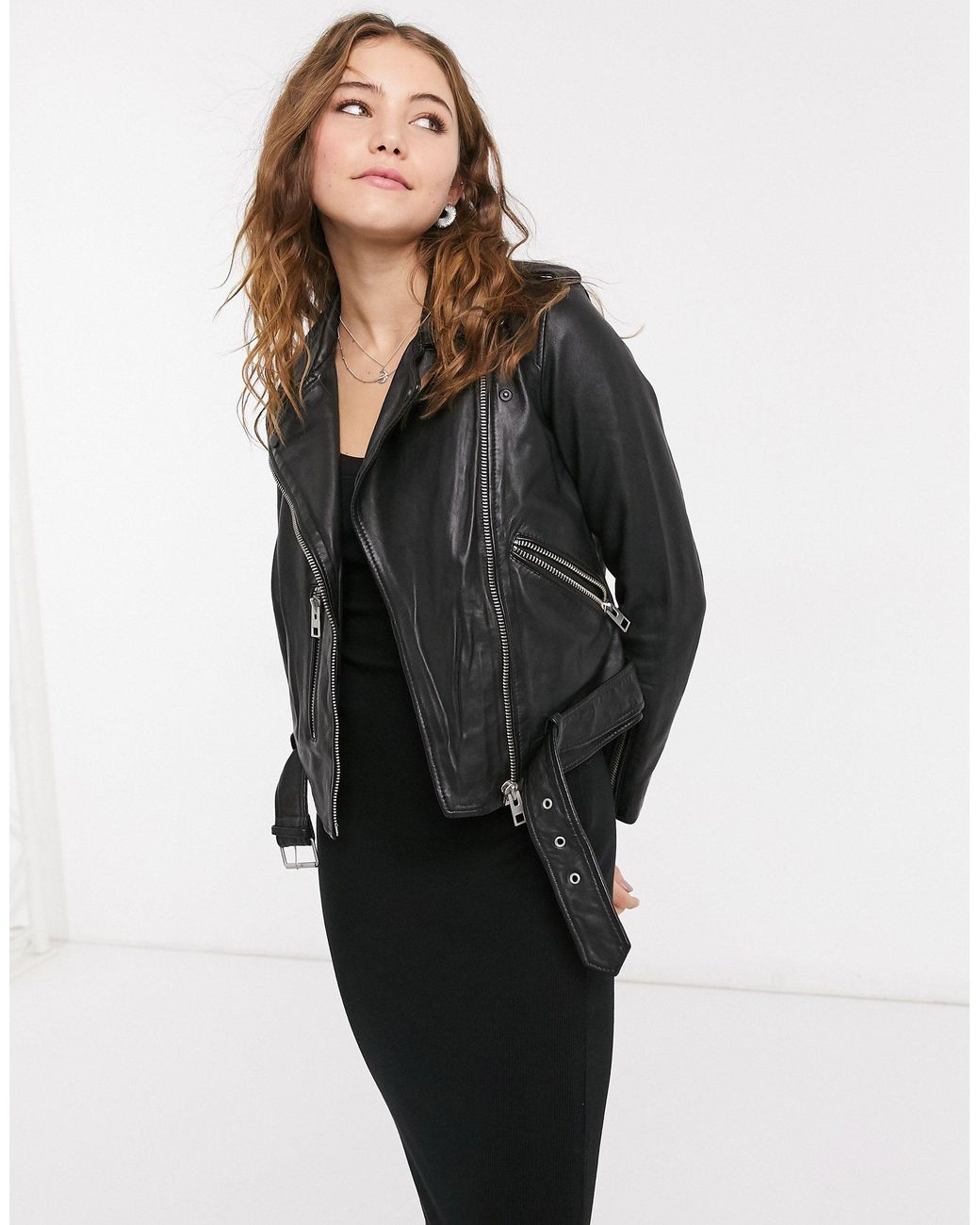 AllSaints Balfern Leather Biker Jacket in Black - Lyst