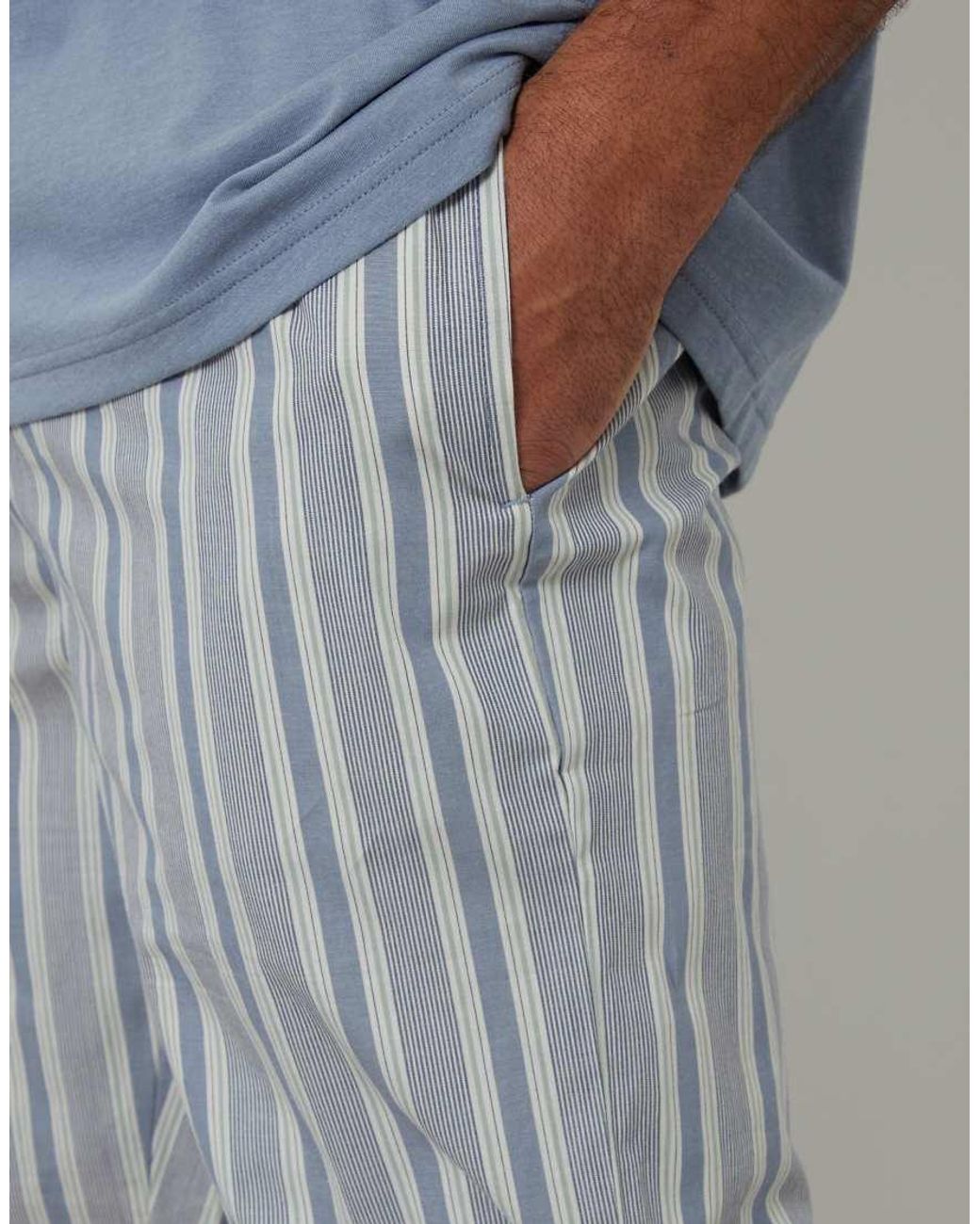 Threadbare Blue Pyjama T-Shirt & Stripe Bottoms Set for men