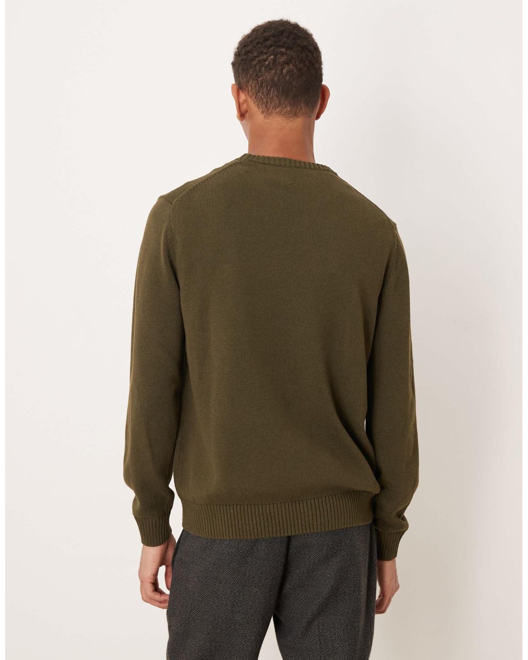 Mango Green Round Neck Knitted Jumper for men