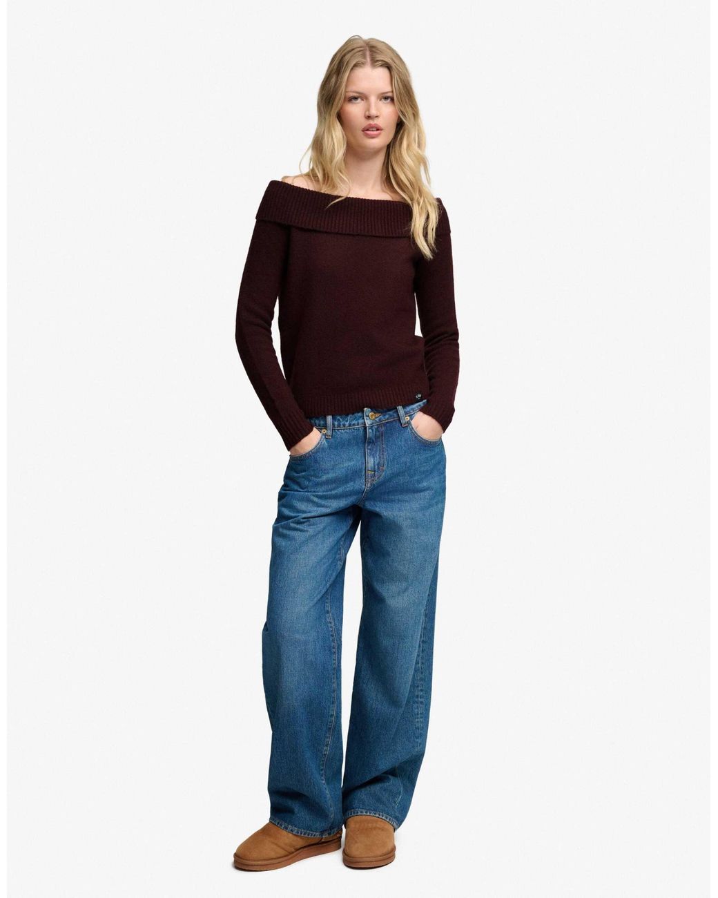 Superdry Red Bardot-strickpullover