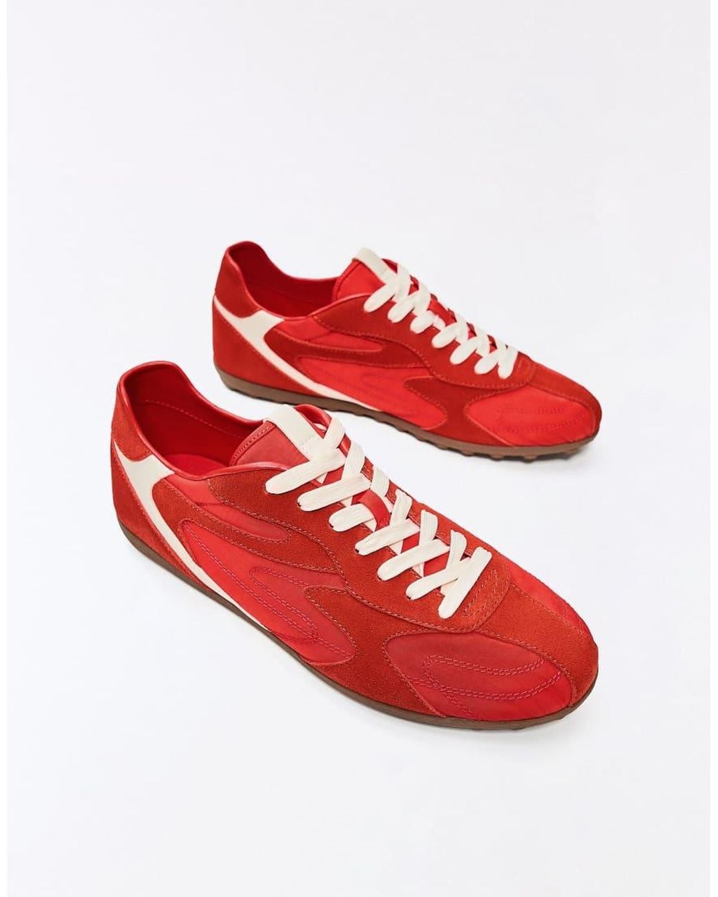 Bershka Red Slim Retro Trainers for men