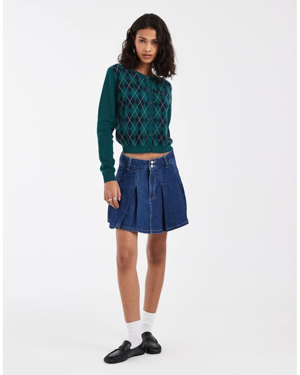 Tommy Hilfiger Blue Pleated Denim Mini Skirt