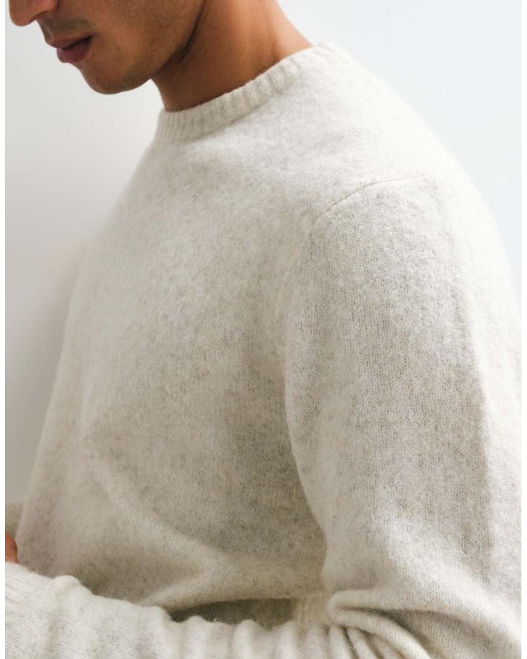 Jack & Jones Natural Premium Ribbed Knit Sweater for men