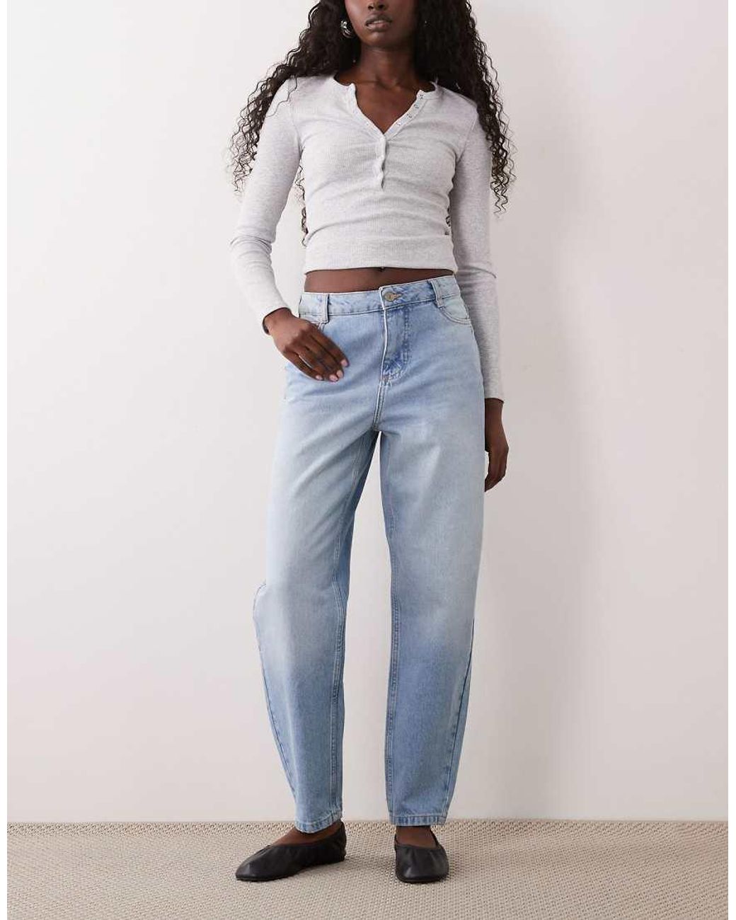 Nobody's Child Blue Putney Barrel Leg Jeans