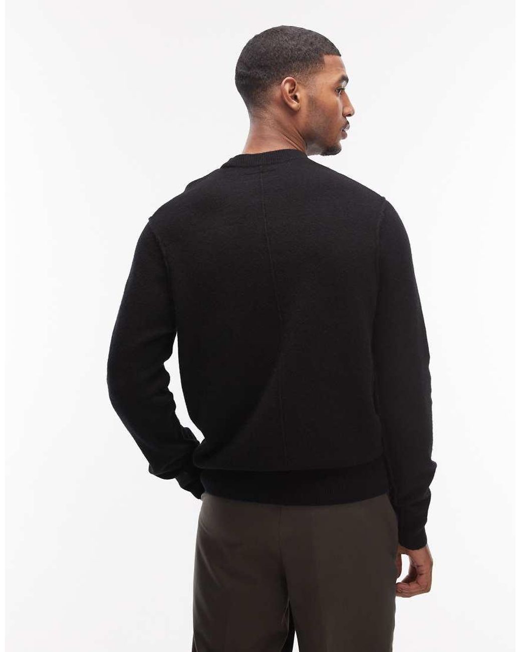 AllSaints Black Statten Crew Neck Logo Sweater for men