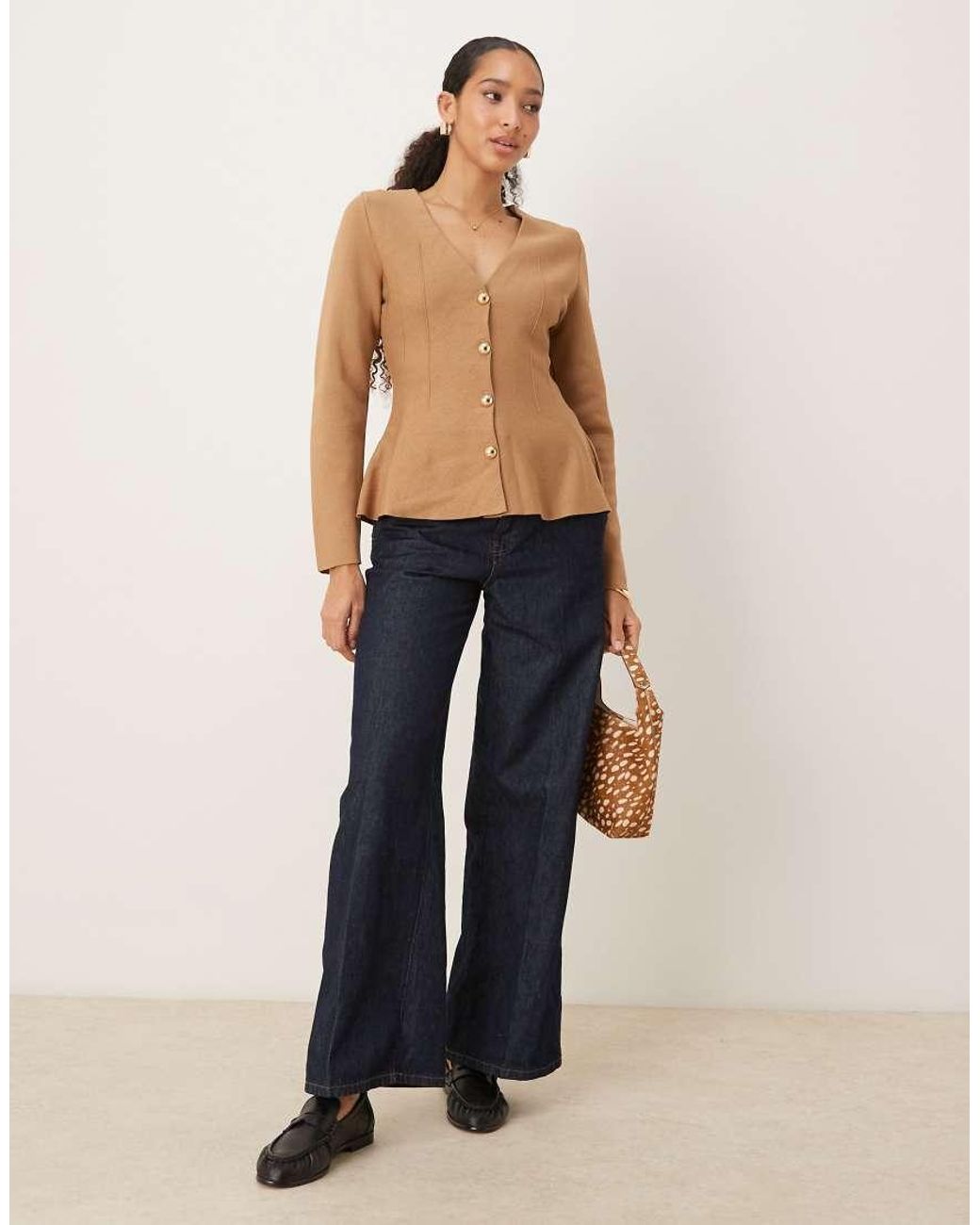 Mango Blue Compact Knit Jacket With Flared Hem