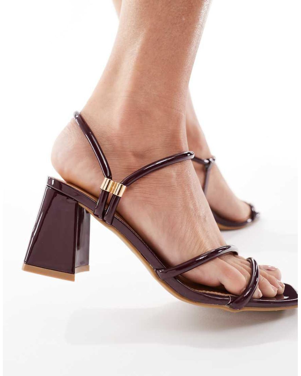 SEQWL Natural Dandelion Strappy Block Heeled Sandals