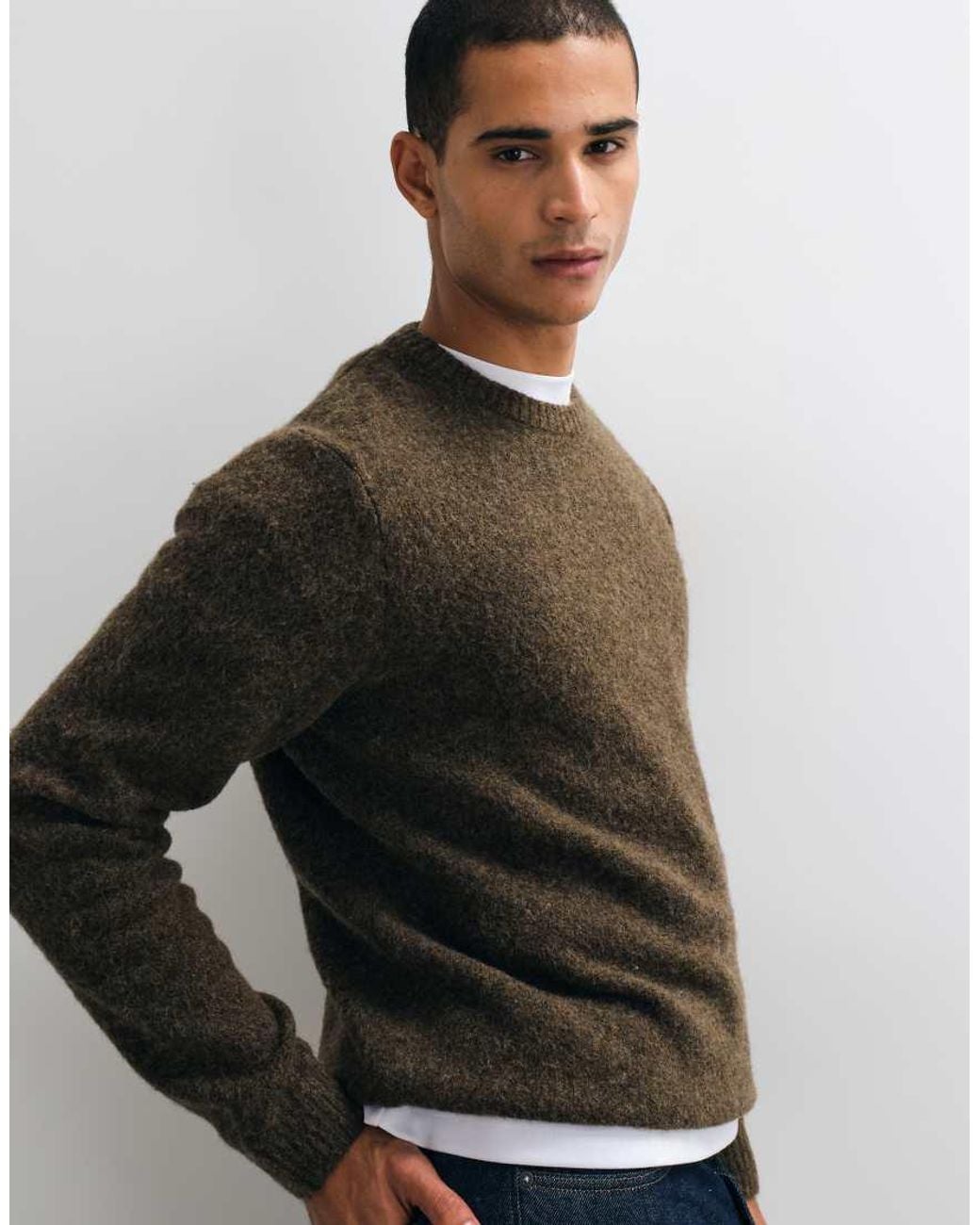 Jack & Jones Brown Premium Ribbed Knit Sweater for men