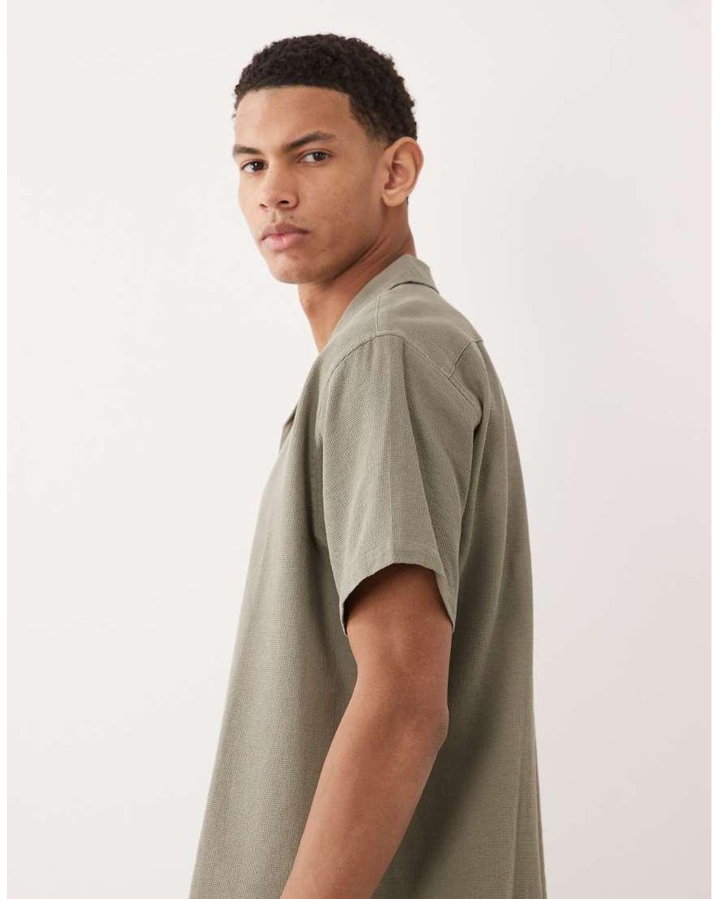 Jack & Jones Gray Waffle Short Sleeve Shirt for men