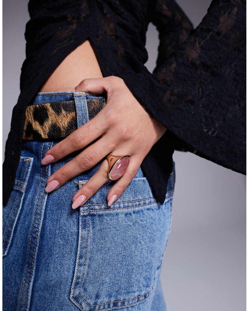 ASOS Blue Angel Sleeve Lace Top