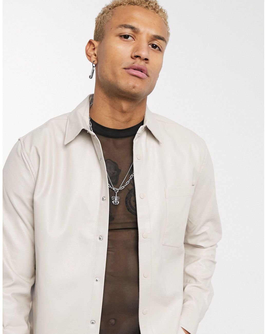 ASOS Regular Fit Faux Leather Shirt in 