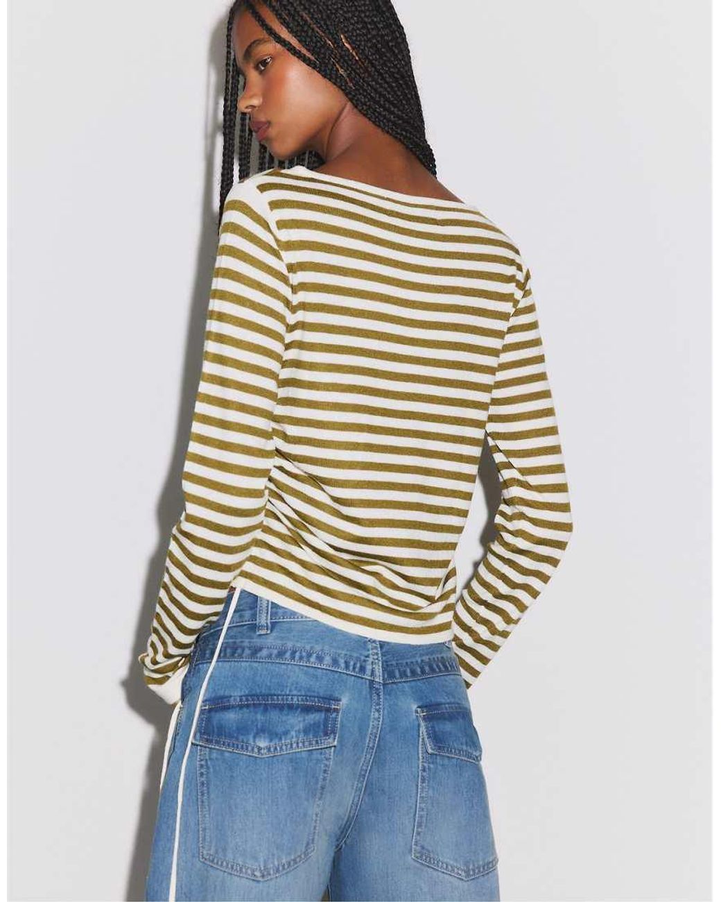 Stradivarius Blue Striped Jumper With Side Ruching
