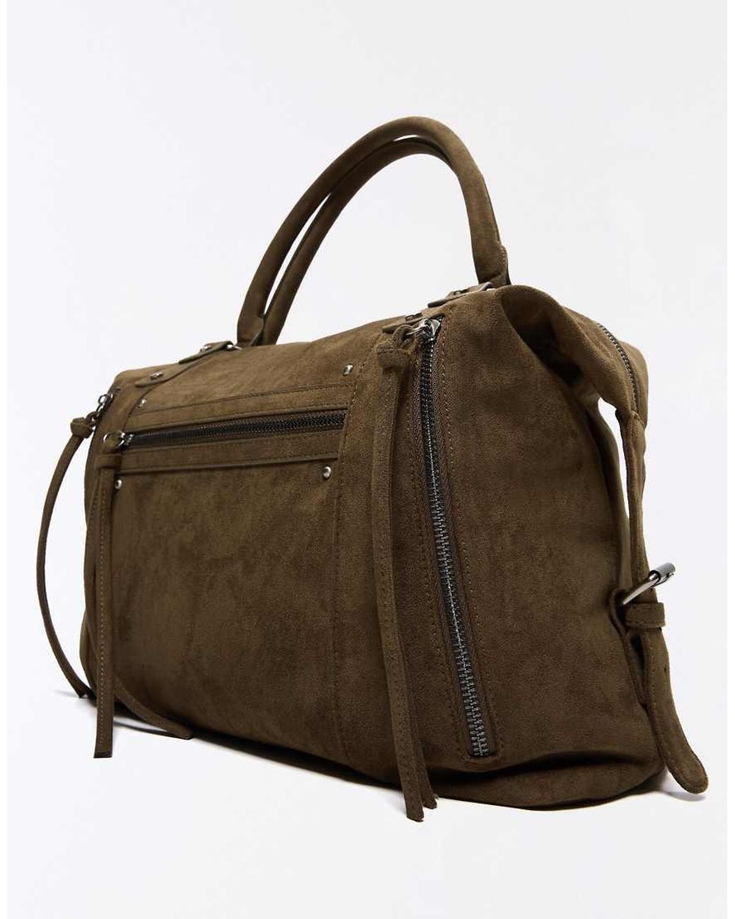 Bershka Brown Zip-up Bowling Bag
