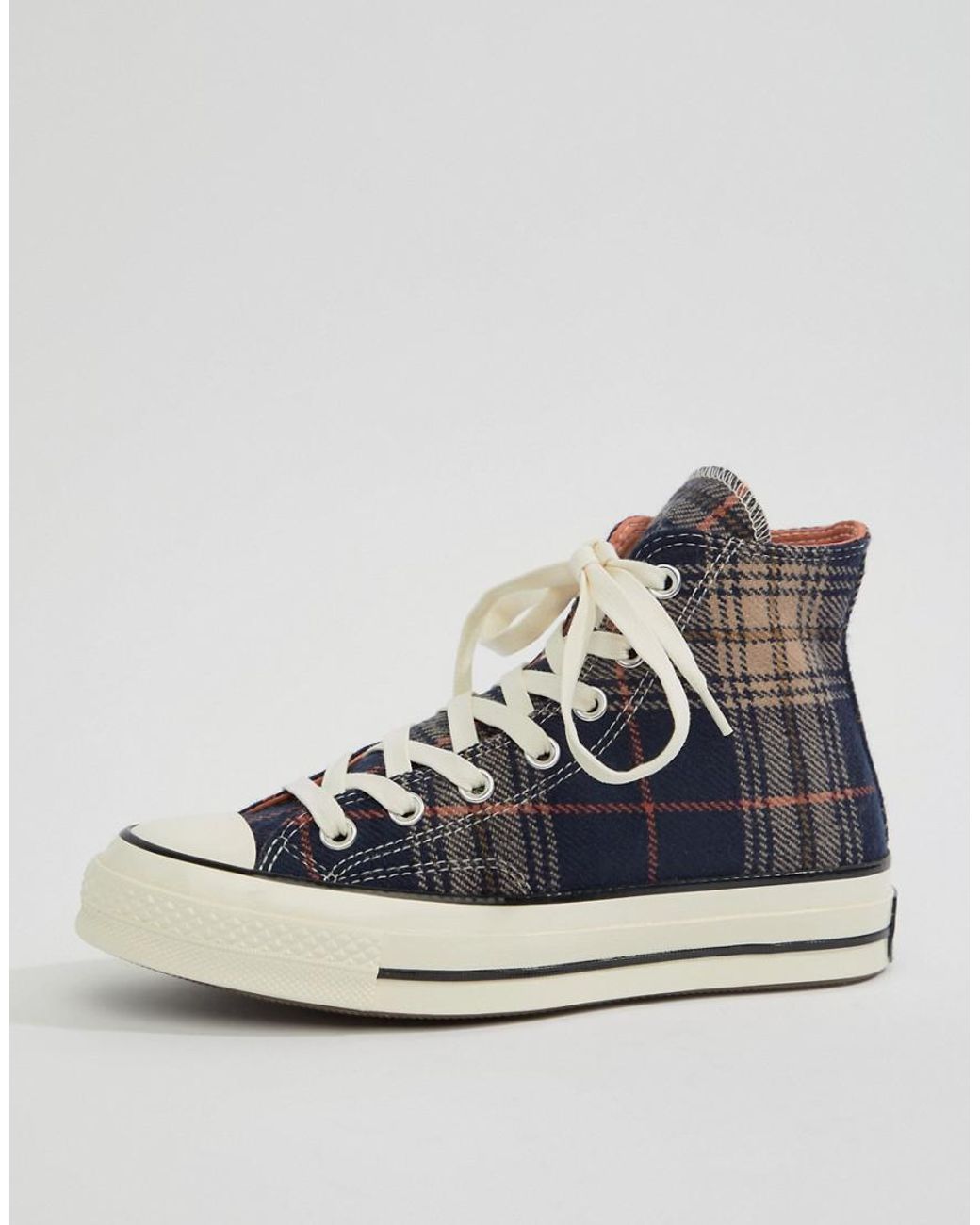 Converse Chuck 70 Hi Navy Plaid Sneakers in Blue | Lyst