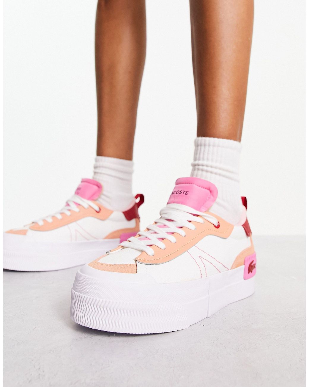 Lacoste L004 platform sneakers in white | ASOS