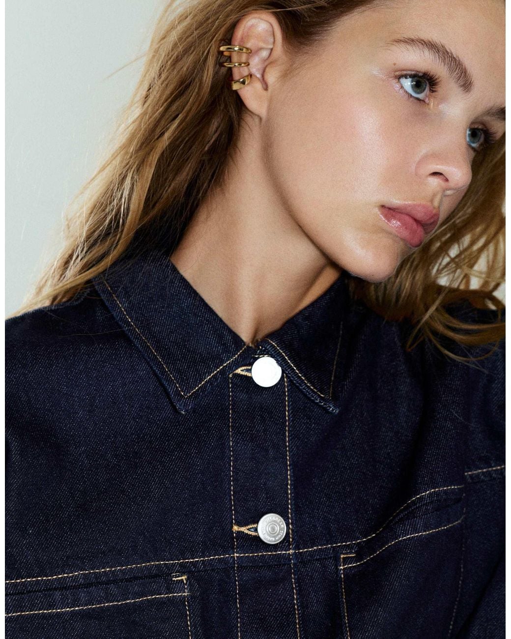 Pull&Bear Blue Tailliertes denim-hemd