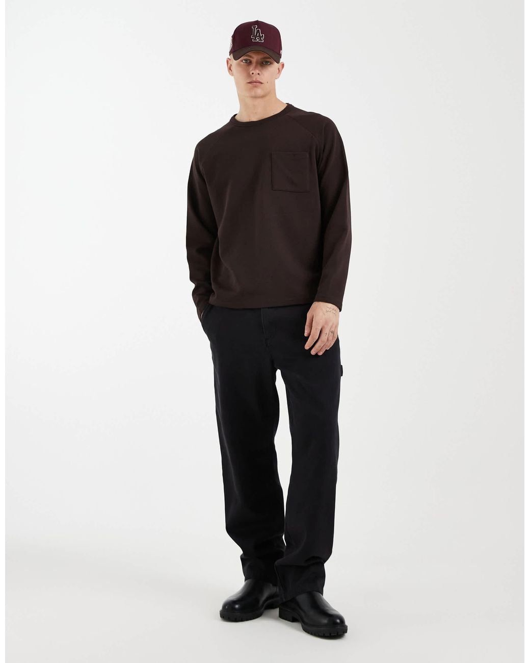 Pull oversize à col ras Redefined Rebel pour homme en coloris Black