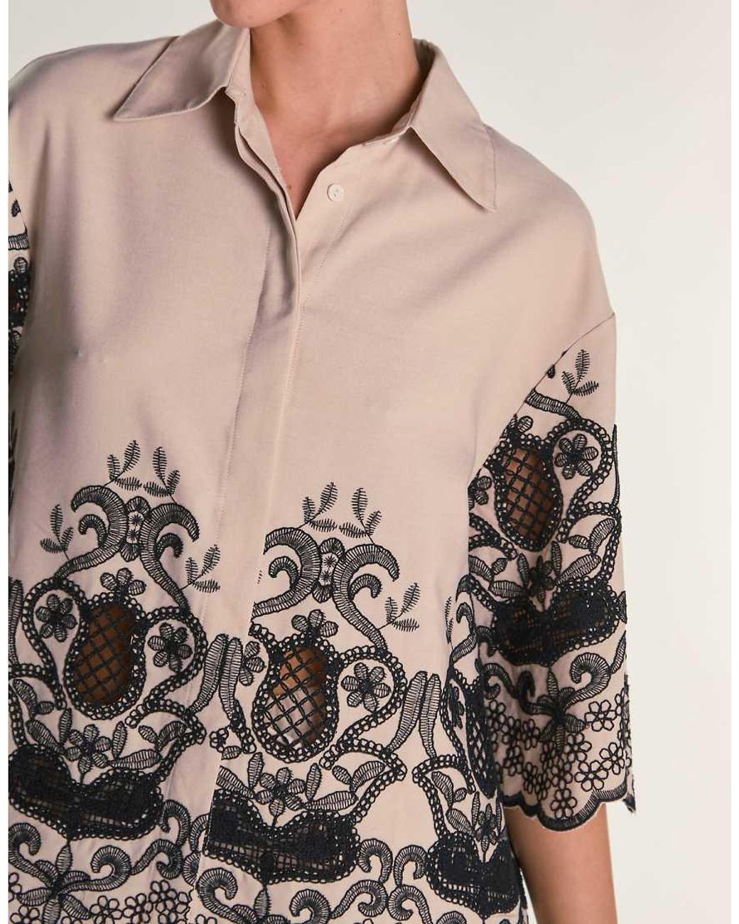 Glamorous Natural Embroidered Oversize Shirt