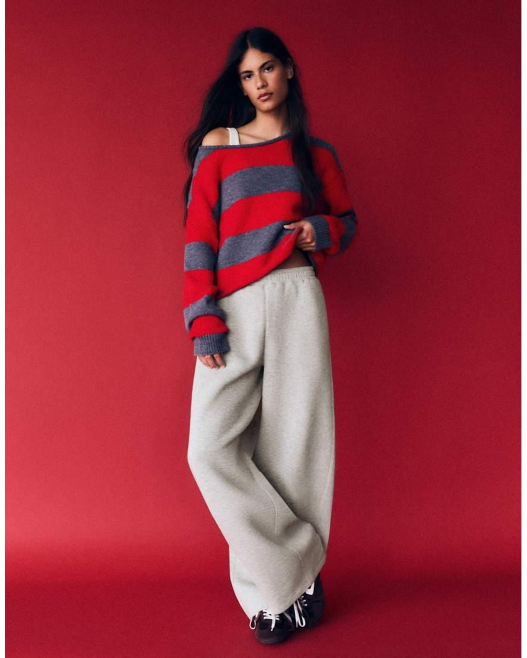 Bershka Red Barrel Fit Trousers