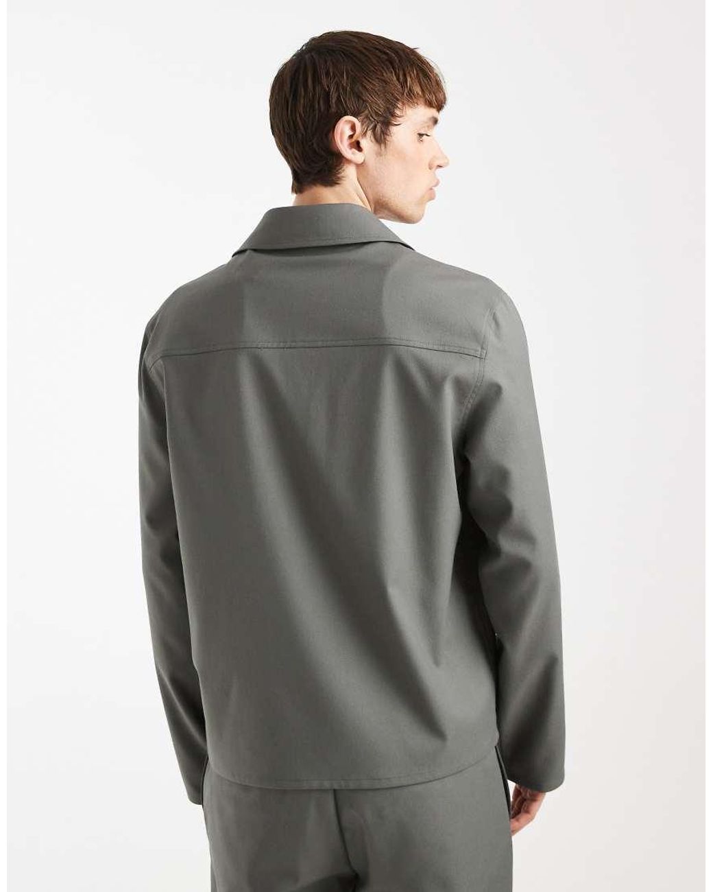 ASOS Gray Smart Co-Ord Harrington Jacket for men