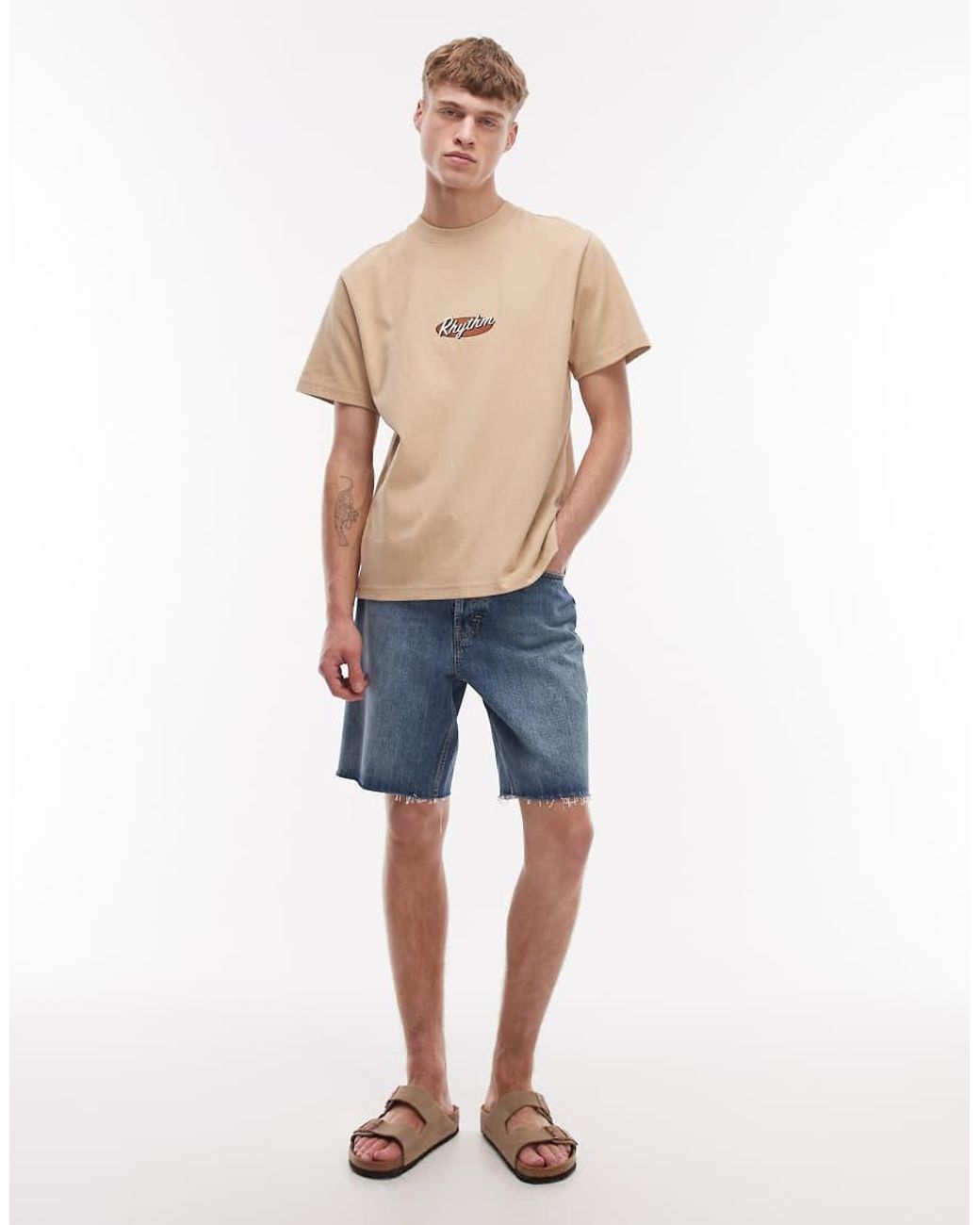 Rhythm Natural Vintage Embroidered T-Shirt for men