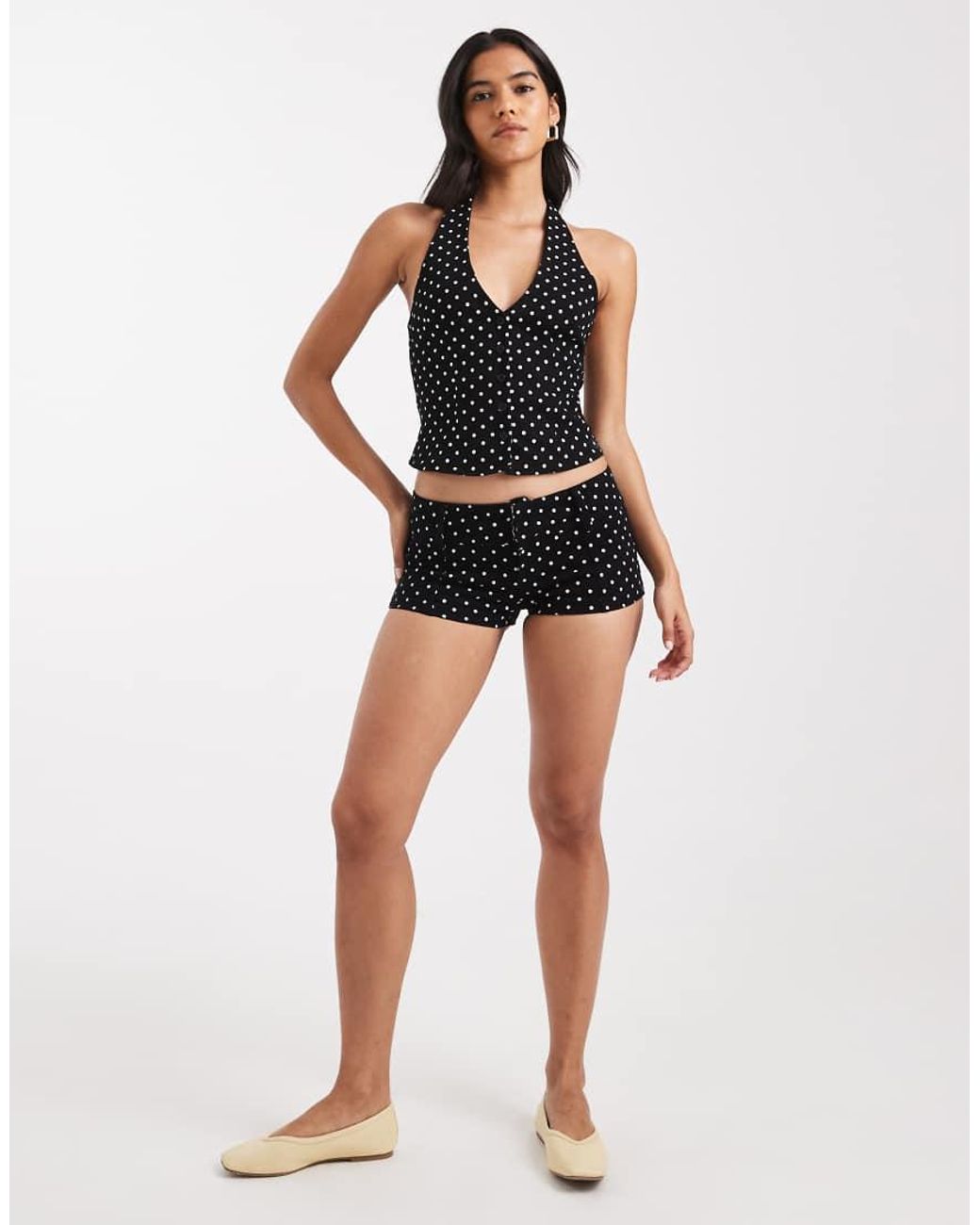 Edikted Black Bobbie Polka Dot Halter Top
