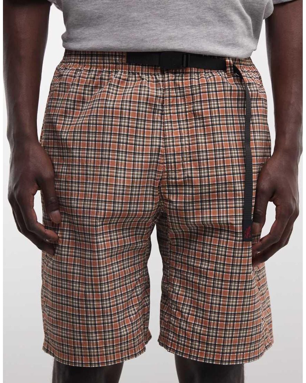 Gramicci Brown Checke Shell Short Co-ord for men