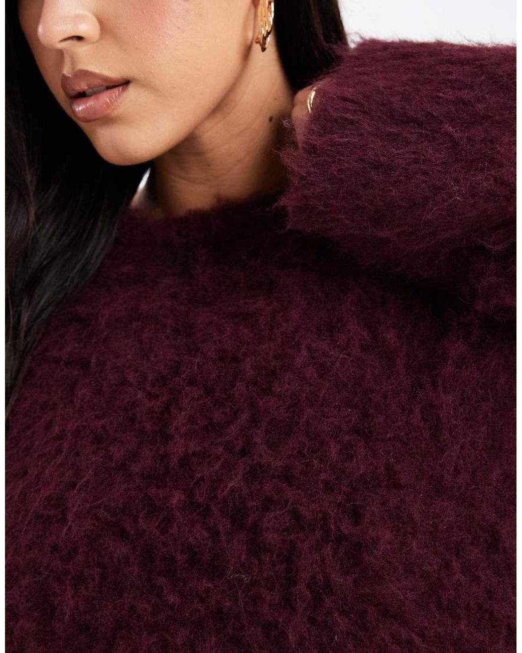 ASOS Red Brushed Oversized Knitted Jumper With Wool