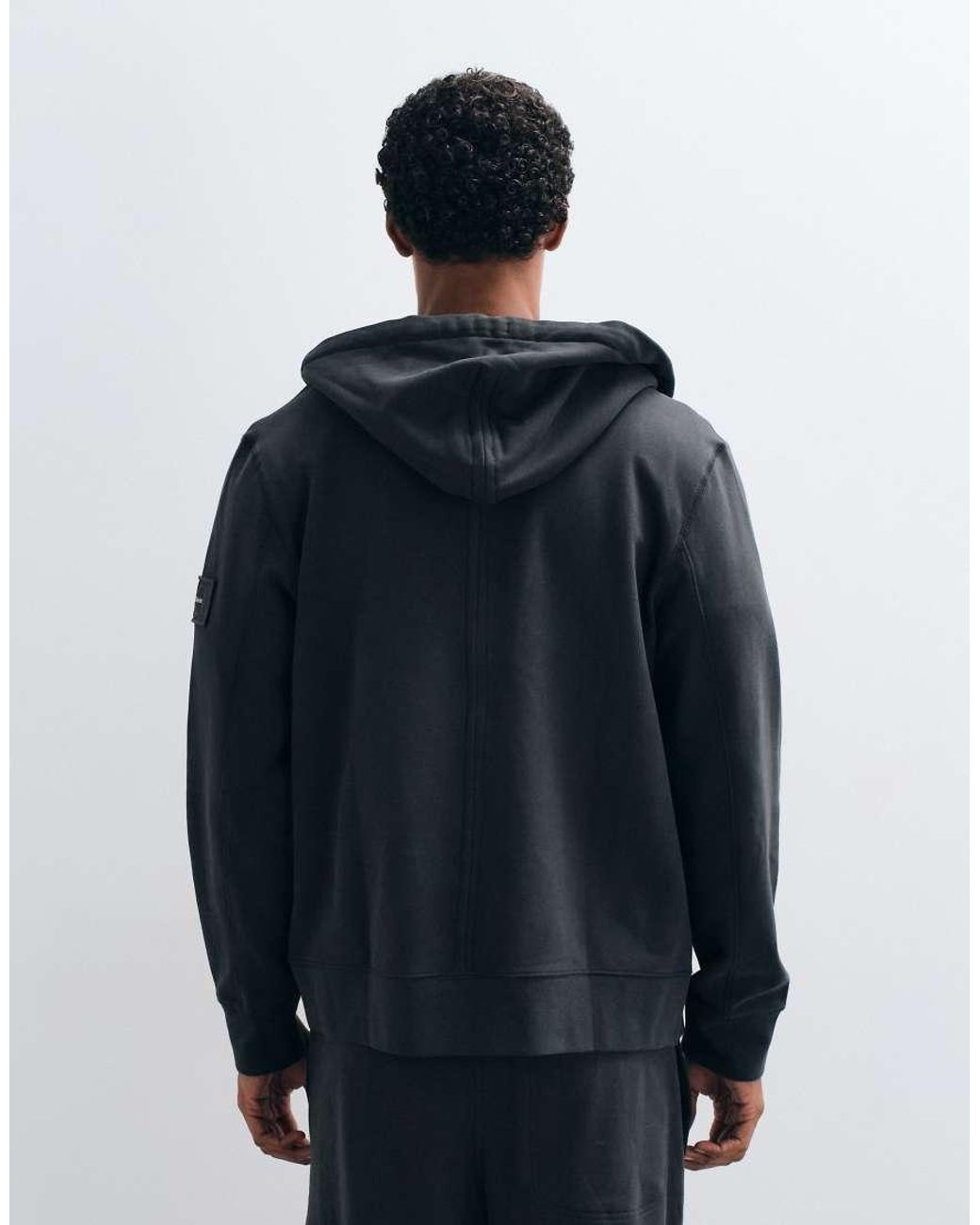 Calvin Klein Blue Terry Badge Zip Up Hoodie for men