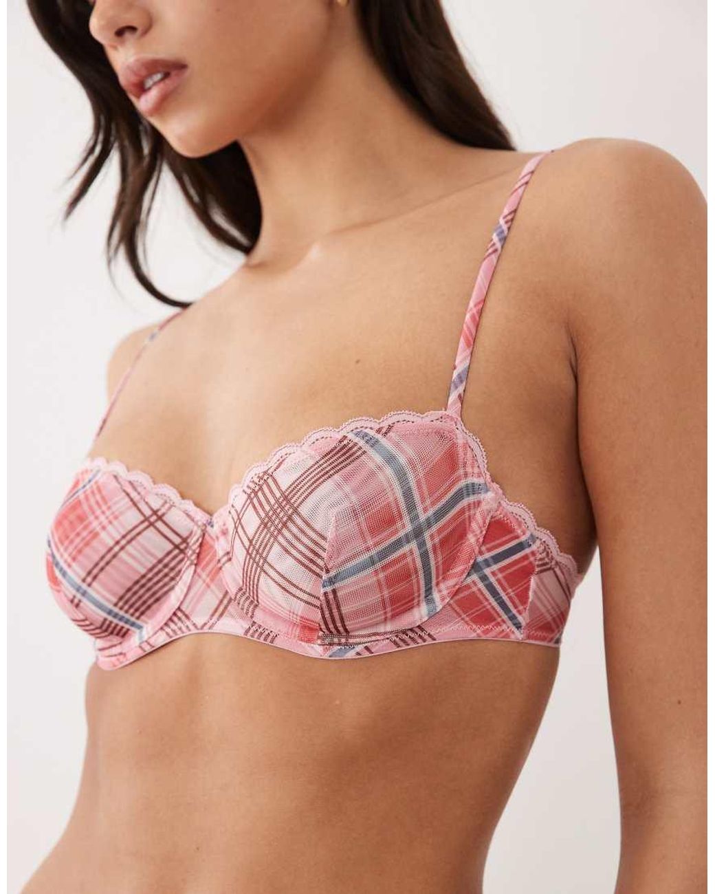 ASOS Red Shaunie Sheer Mesh Underwire Balcony Bra