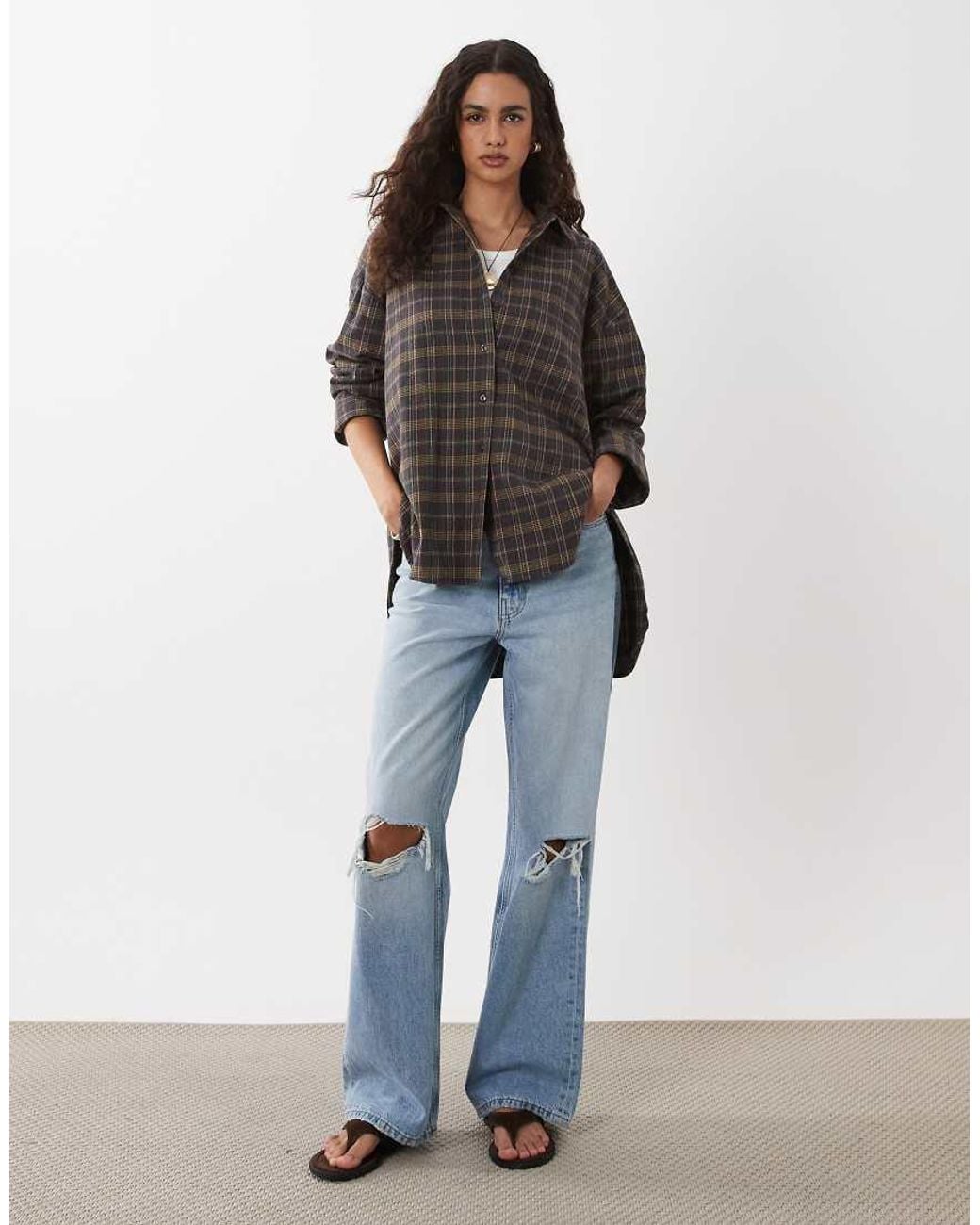 ASOS Black Washed Check Shirt