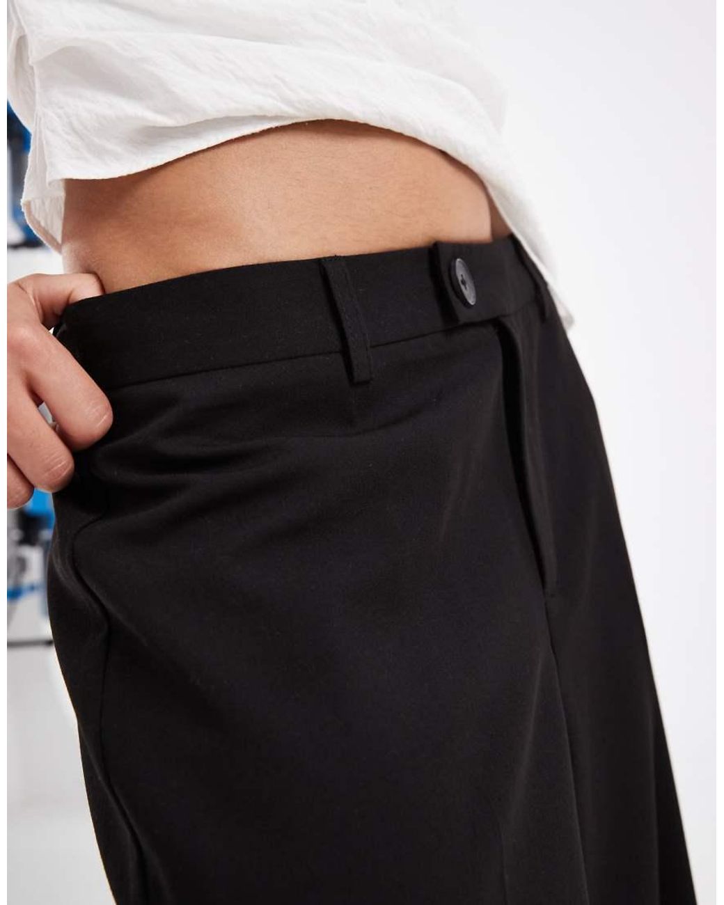 Vero Moda Black Straight Smart Trouser With Crease Front