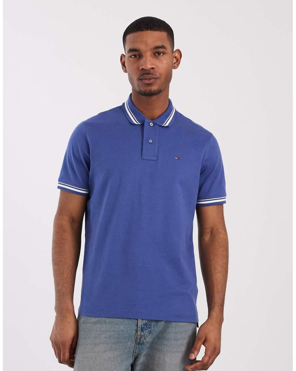 Tommy Hilfiger Blue Tipped Polo Shirt for men