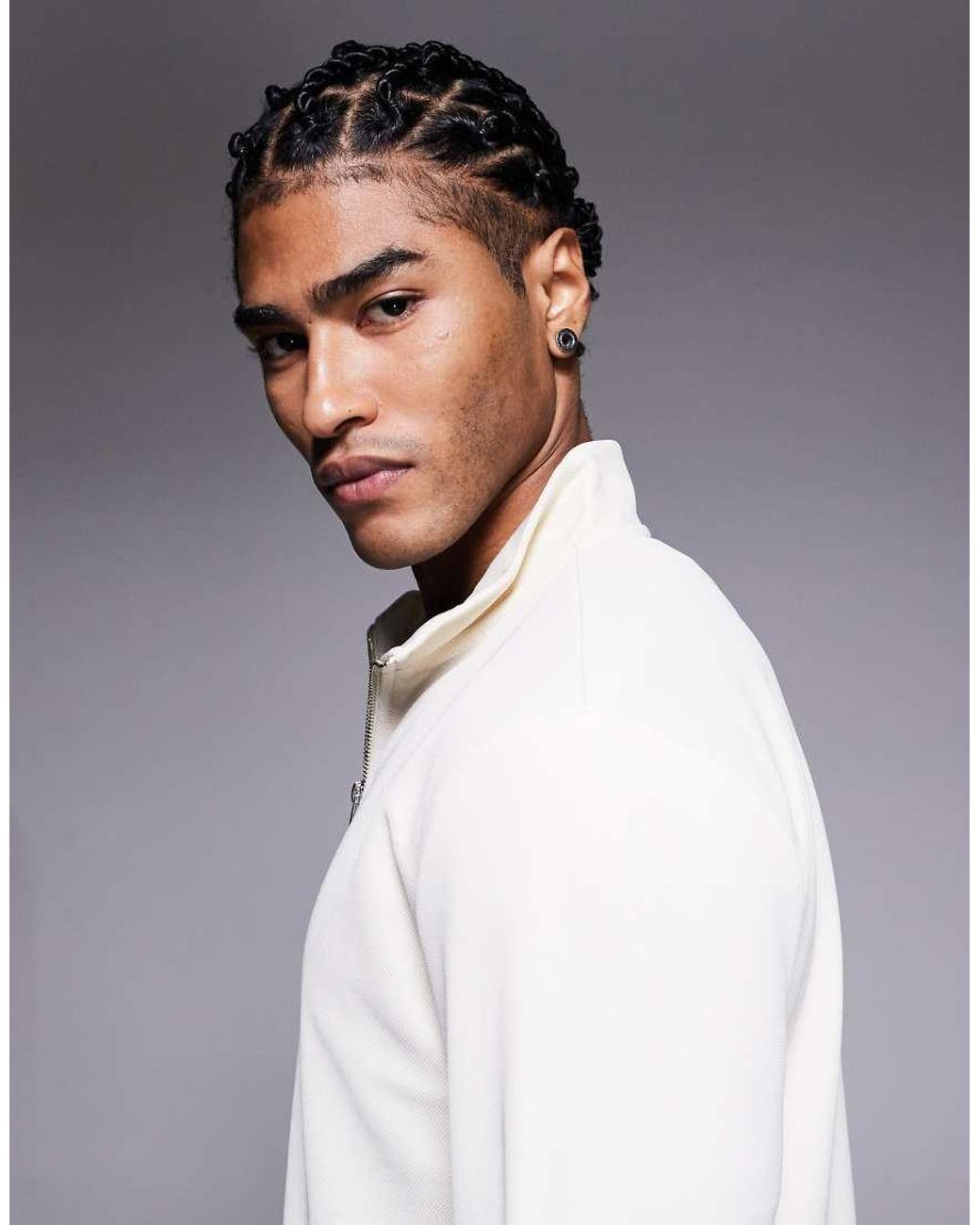 River Island Gray Premium Textured 1/4 Zip Top for men