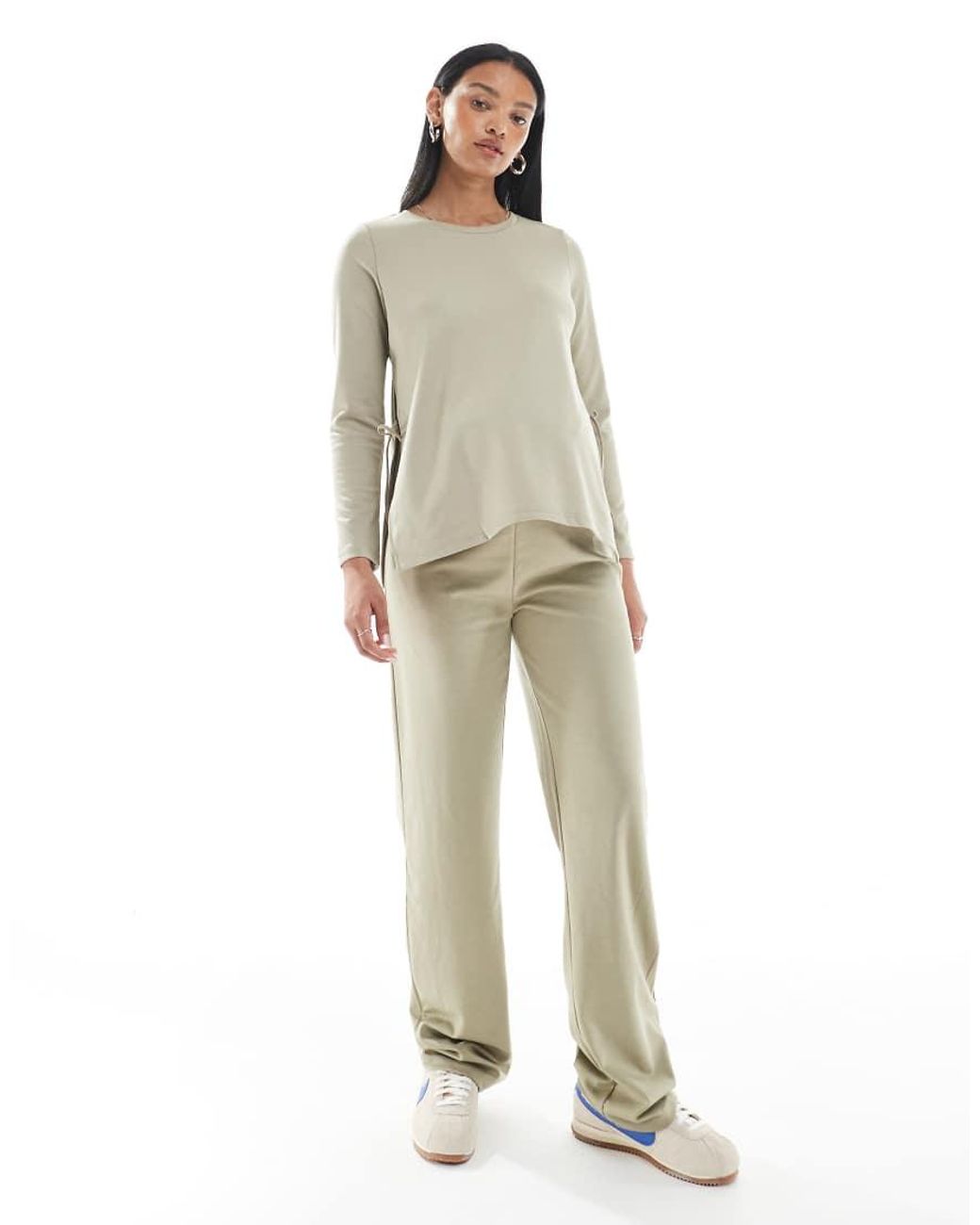 Mama.licious Natural Mamalicious Long Sleeve Side Split Top Co-ord