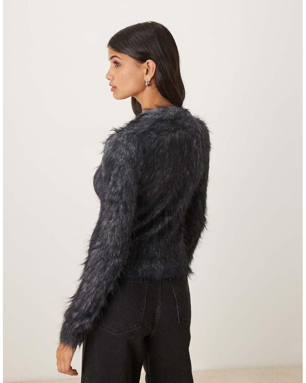 ASOS White Knitted Extreme Eyelash Neat Fit Cardigan