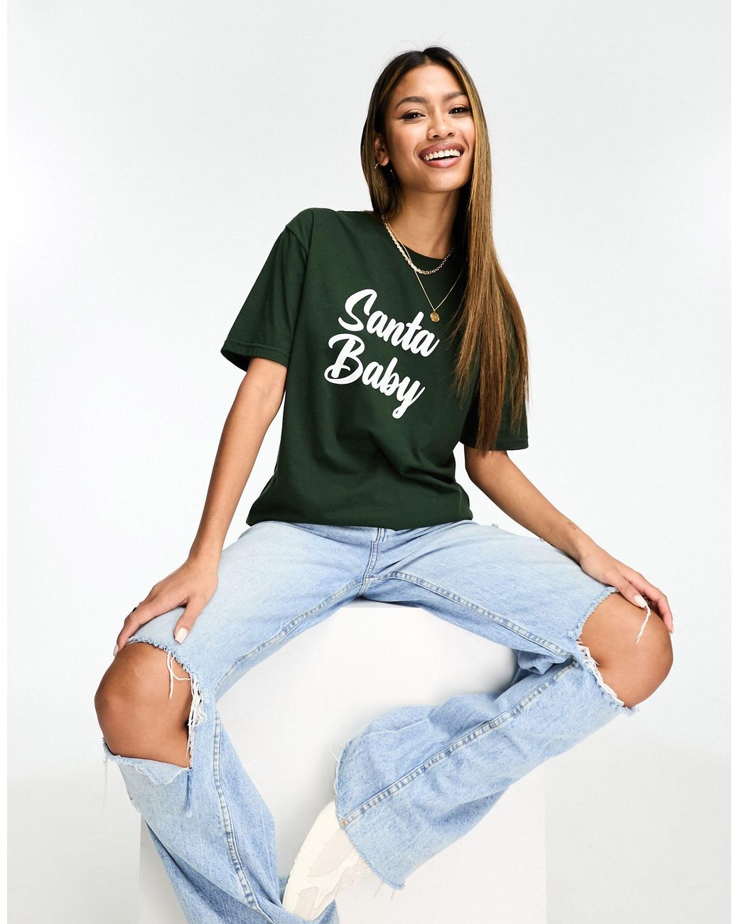 Camiseta verde esmeralda de In The Style de color Blanco | Lyst