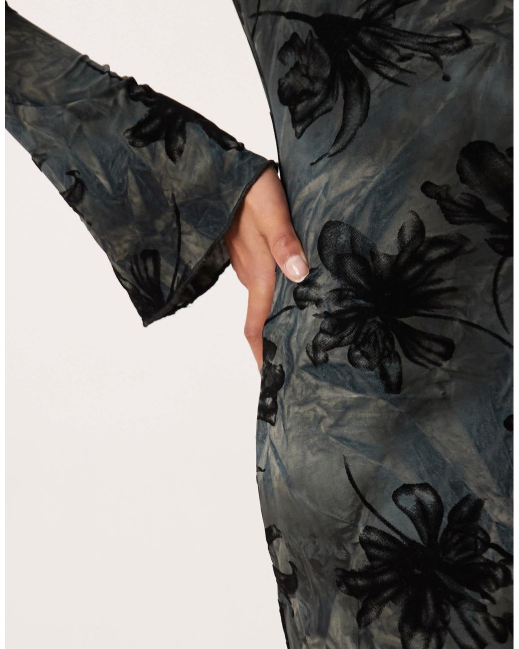 deep v neck black long sleeve dress Lezure Plunge Long Sleeve Maxi Dress Black main image 0