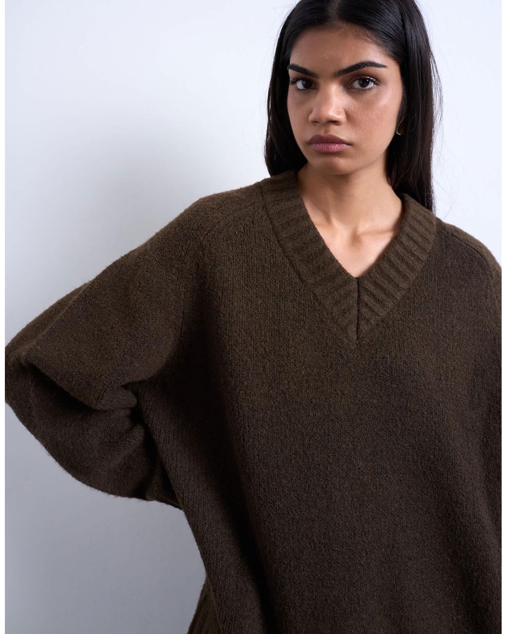 TOPSHOP Brown – schlichter strickpullover