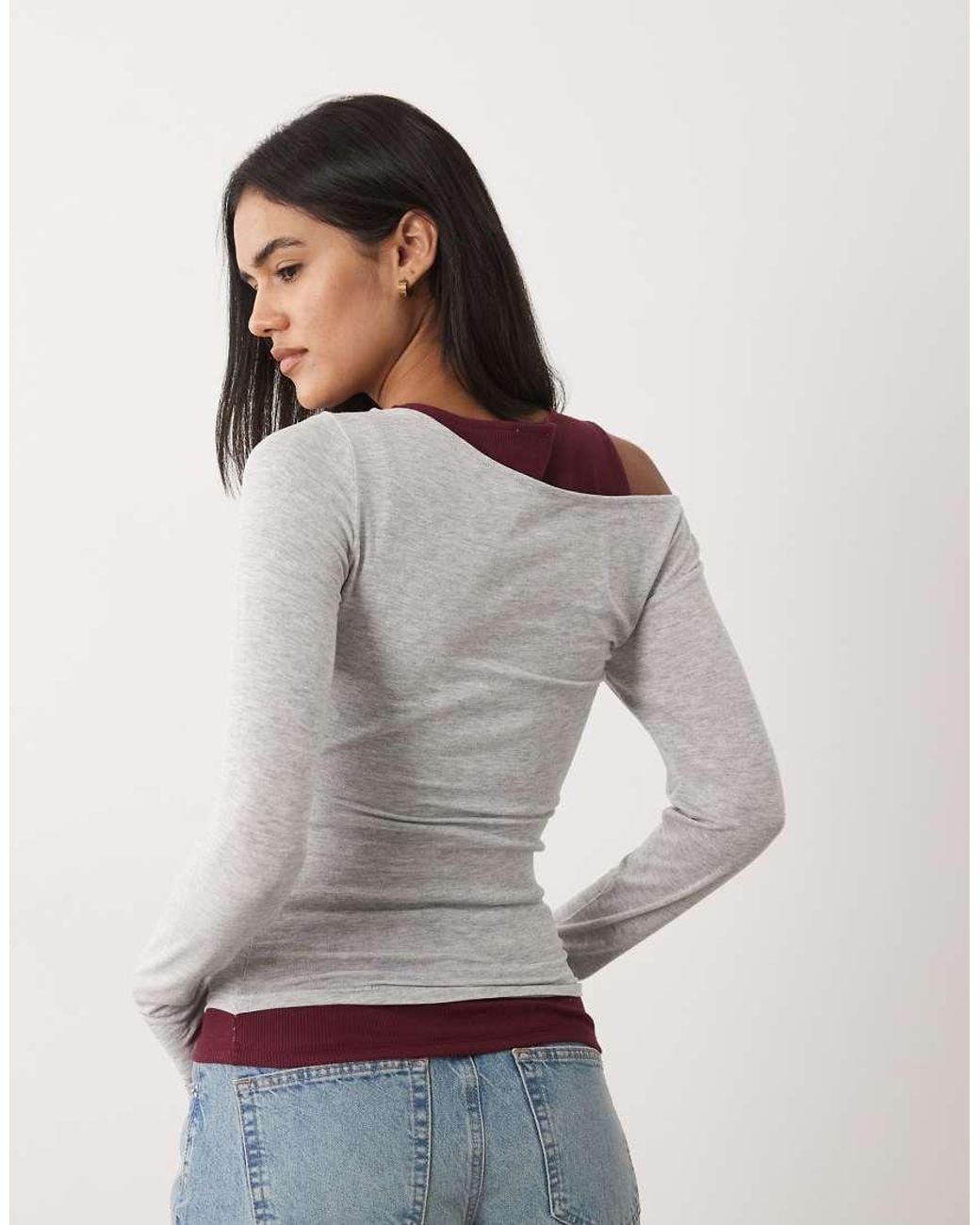 Cotton On Gray Layered Long Sleeve Top