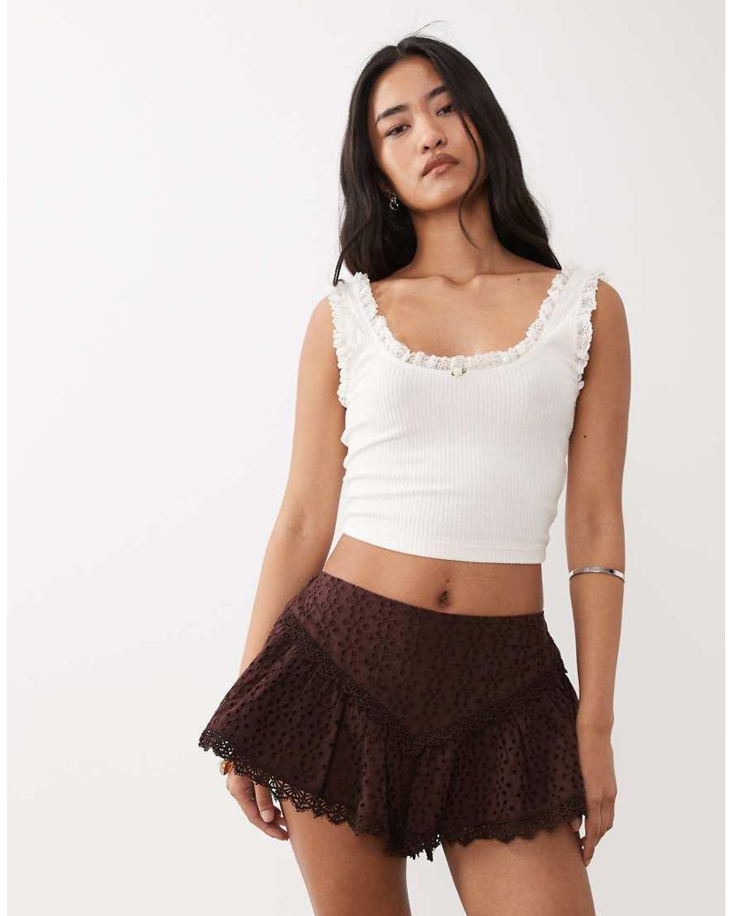 Miss Selfridge White Broderie Shorts