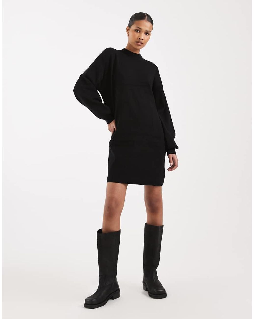 Vero Moda Black Knitted Funnel Neck Mini Dress