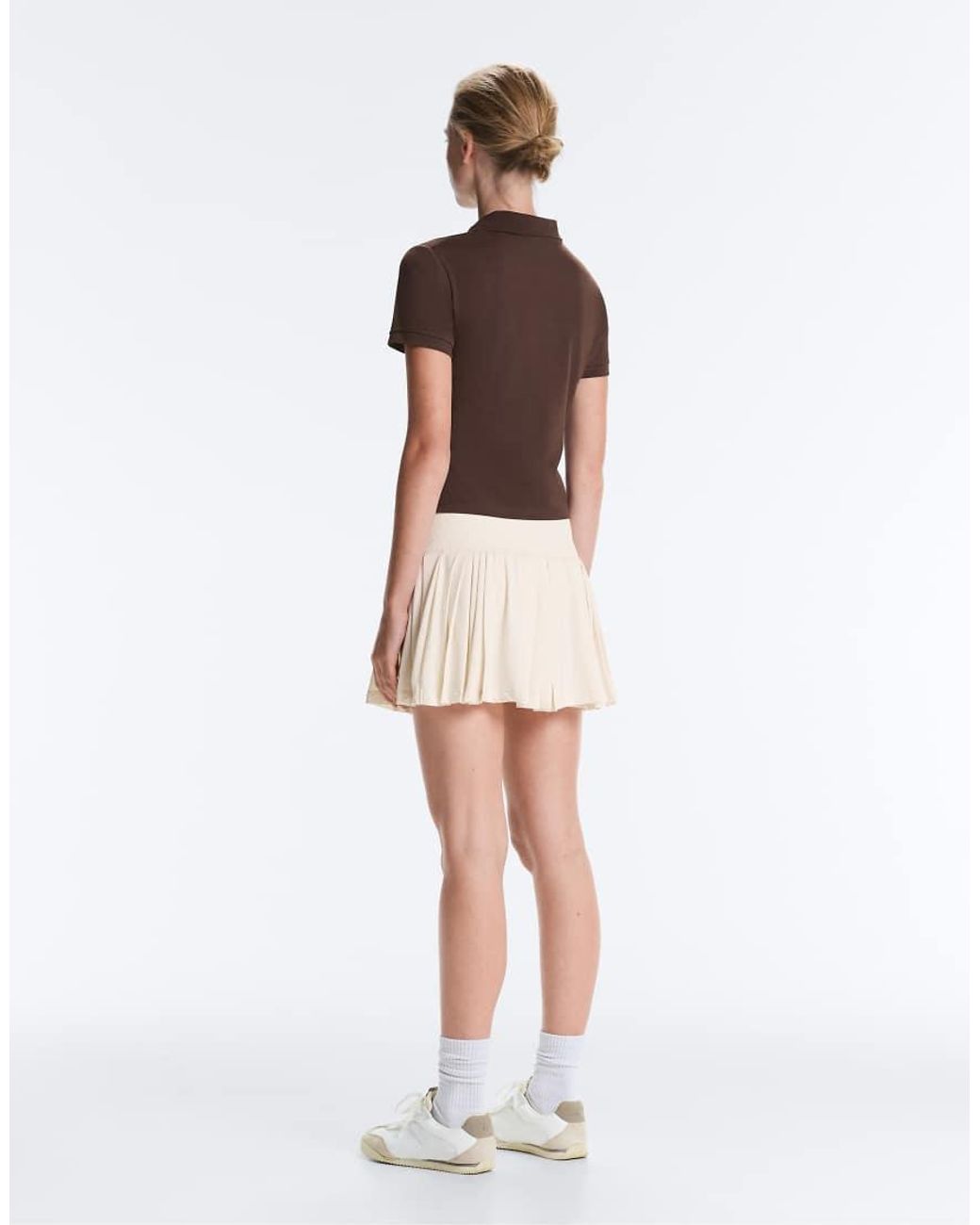 Oysho White Pleated High-rise Seamless Short Skirt